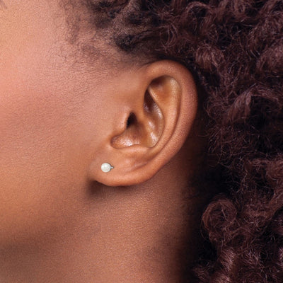 Sterling Silver Rhodium-plated White Round Freshwater Cultured Pearl Post Earrings