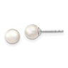 Sterling Silver Rhodium-plated 5- White Round Freshwater Cultured Pearl Post Earrings