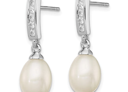 Sterling silver cubic zirconia drop earrings, alternate view