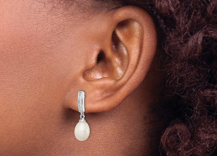 Sterling silver cubic zirconia drop earrings, another view