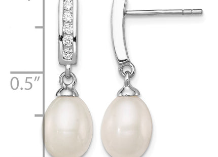 Sterling silver cubic zirconia drop earrings, further view
