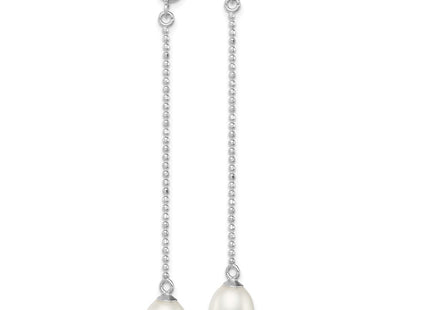 Sterling silver pearl drop earrings, alternate view
