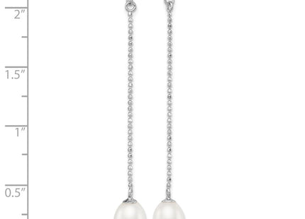 Sterling silver pearl drop earrings, further view