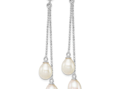 Sterling silver pearl drop earrings, alternate view