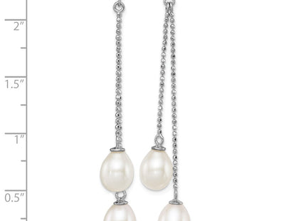 Sterling silver pearl drop earrings, further view