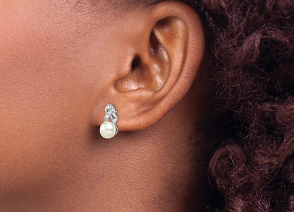 Sterling silver cubic zirconia earrings, another view