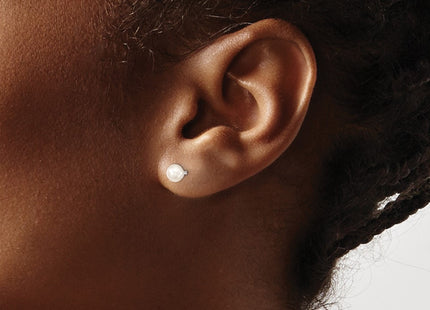 Sterling silver pearl earrings, another view