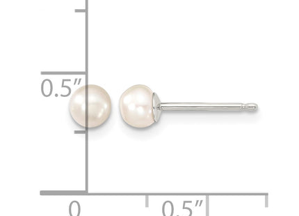 Sterling silver pearl earrings, further view