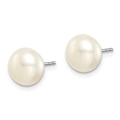 Sterling Silver Rhodium-plated White, Pink and Purple Button Freshwater Cultured Pearl Set of 3 Post Earrings