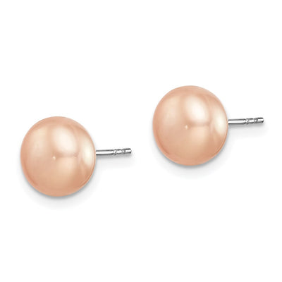 Sterling Silver Rhodium-plated Pink, White, Purple, Grey and Black Button Freshwater Cultured Pearl Set of 5 Post Earrings