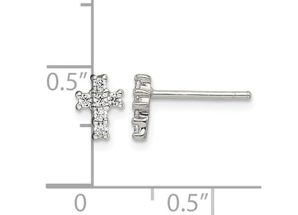Sterling silver cubic zirconia cross earrings, further view