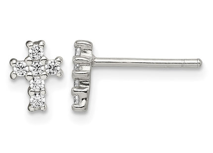 Sterling silver cubic zirconia cross earrings