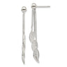 Sterling Silver Polished and Textured Leaf Dangle Post Earrings