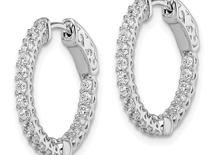 Sterling Shimmer Sterling Silver Rhodium-plated 38 Stone CZ In and Out Round Hinged Hoop Earrings