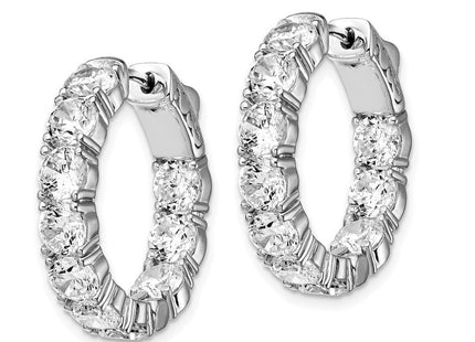 Sterling silver cubic zirconia hoop earrings, alternate view