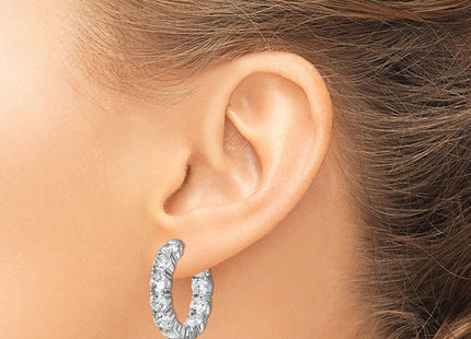 Sterling silver cubic zirconia hoop earrings, another view