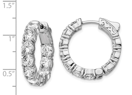 Sterling silver cubic zirconia hoop earrings, further view
