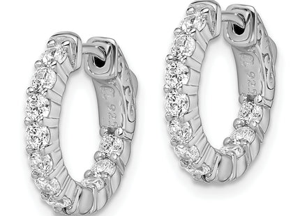 Sterling Shimmer Sterling Silver Rhodium-plated 20 Stone CZ In and Out Round Hinged Hoop Earrings