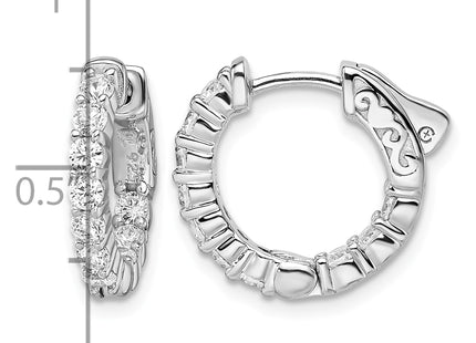 Sterling Shimmer Sterling Silver Rhodium-plated 20 Stone CZ In and Out Round Hinged Hoop Earrings