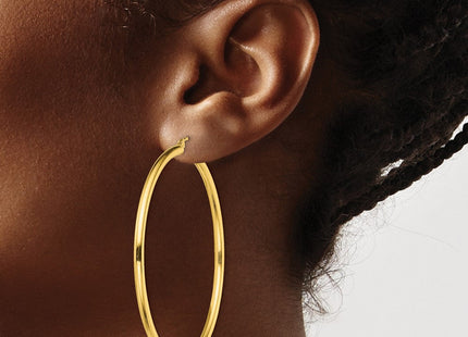 Sterling Silver Gold-Tone Polished 2. Hoop Earrings (Style QE13148)