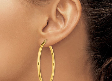 Sterling Silver Gold-Tone Polished 2. Hoop Earrings (Style QE13150)