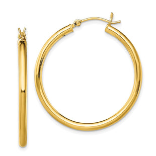 Sterling Silver Gold-Tone Polished 2. Hoop Earrings (Style QE13153)
