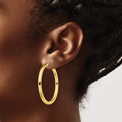 Sterling Silver Gold-Tone Polished Hoop Earrings, 40 x 3mm