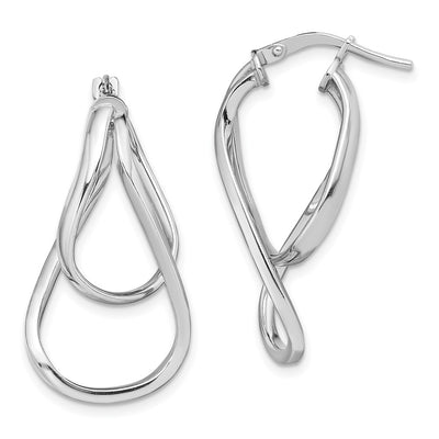 Sterling Silver Rhodium-plated Double Twisted Hoop Earrings
