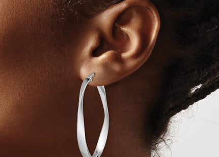 Sterling silver oval hoop earrings, another view