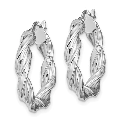 Sterling Silver Rhodium-plated Twisted Hoop Earrings, 24 x 4mm