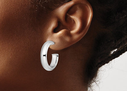 Sterling Silver Rhodium-plated Polished Post Hoops (Style QE13208)