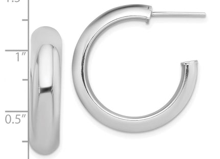 Sterling Silver Rhodium-plated Polished Post Hoops (Style QE13208)