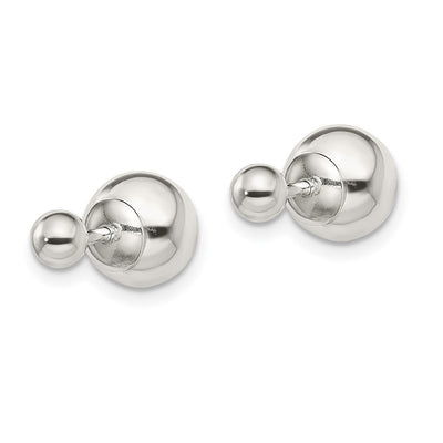 Sterling Silver Polished / Ball Front Back Post Earrings, 4 and 8 x 4 and 8mm