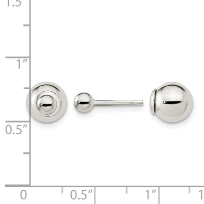 Sterling Silver Polished / Ball Front Back Post Earrings, 4 and 8 x 4 and 8mm
