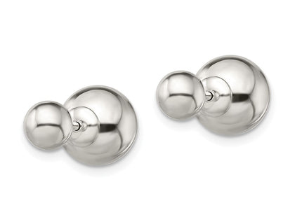 Sterling Silver Polished / Ball Front Back Post Earrings