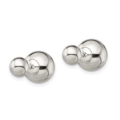 Sterling Silver Polished / Ball Front Back Post Earrings, 5.9 x 5.9mm