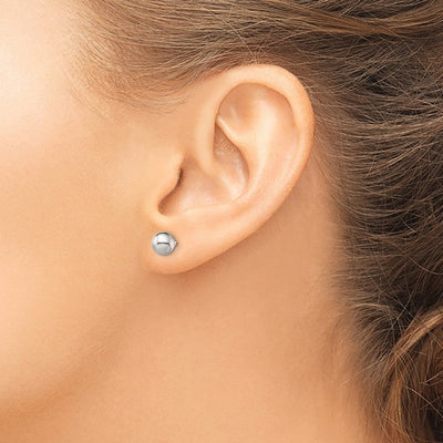 Sterling Silver Polished / Ball Front Back Post Earrings, 5.9 x 5.9mm