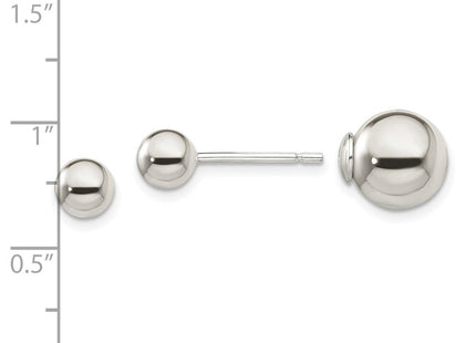 Sterling Silver Polished / Ball Front Back Post Earrings