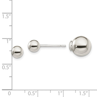 Sterling Silver Polished / Ball Front Back Post Earrings, 5.9 x 5.9mm