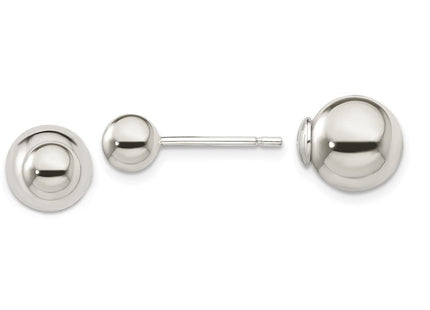 Sterling Silver Polished / Ball Front Back Post Earrings