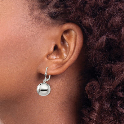 Sterling Silver Ball Dangle Leverback Earrings