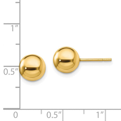 Sterling Silver Gold-Tone Polished Ball Post Earrings, 8 x 8mm