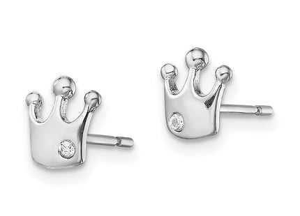 Sterling silver cubic zirconia crown earrings, alternate view