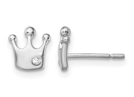 Sterling silver cubic zirconia crown earrings