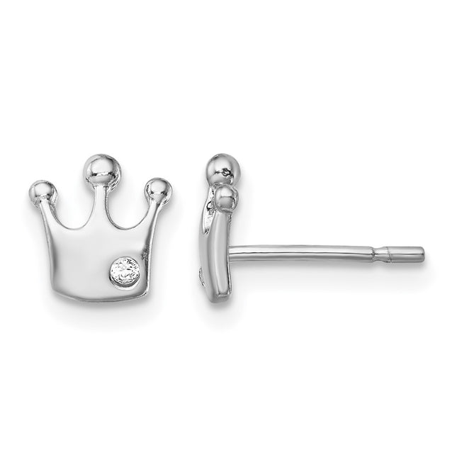 Sterling silver cubic zirconia crown earrings
