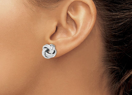 Sterling silver knot earrings, another view