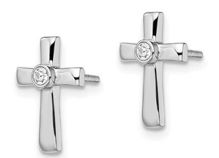 Sterling silver cubic zirconia cross earrings, alternate view