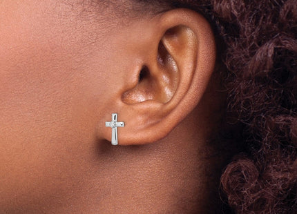 Sterling silver cubic zirconia cross earrings, another view