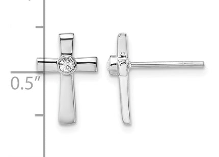 Sterling silver cubic zirconia cross earrings, further view
