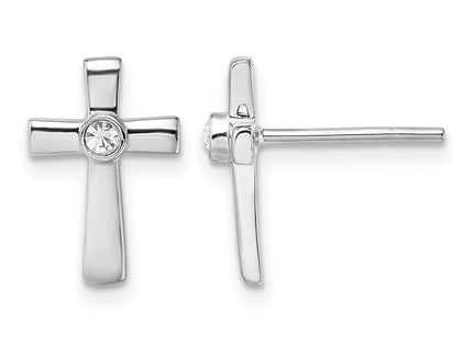 Sterling silver cubic zirconia cross earrings